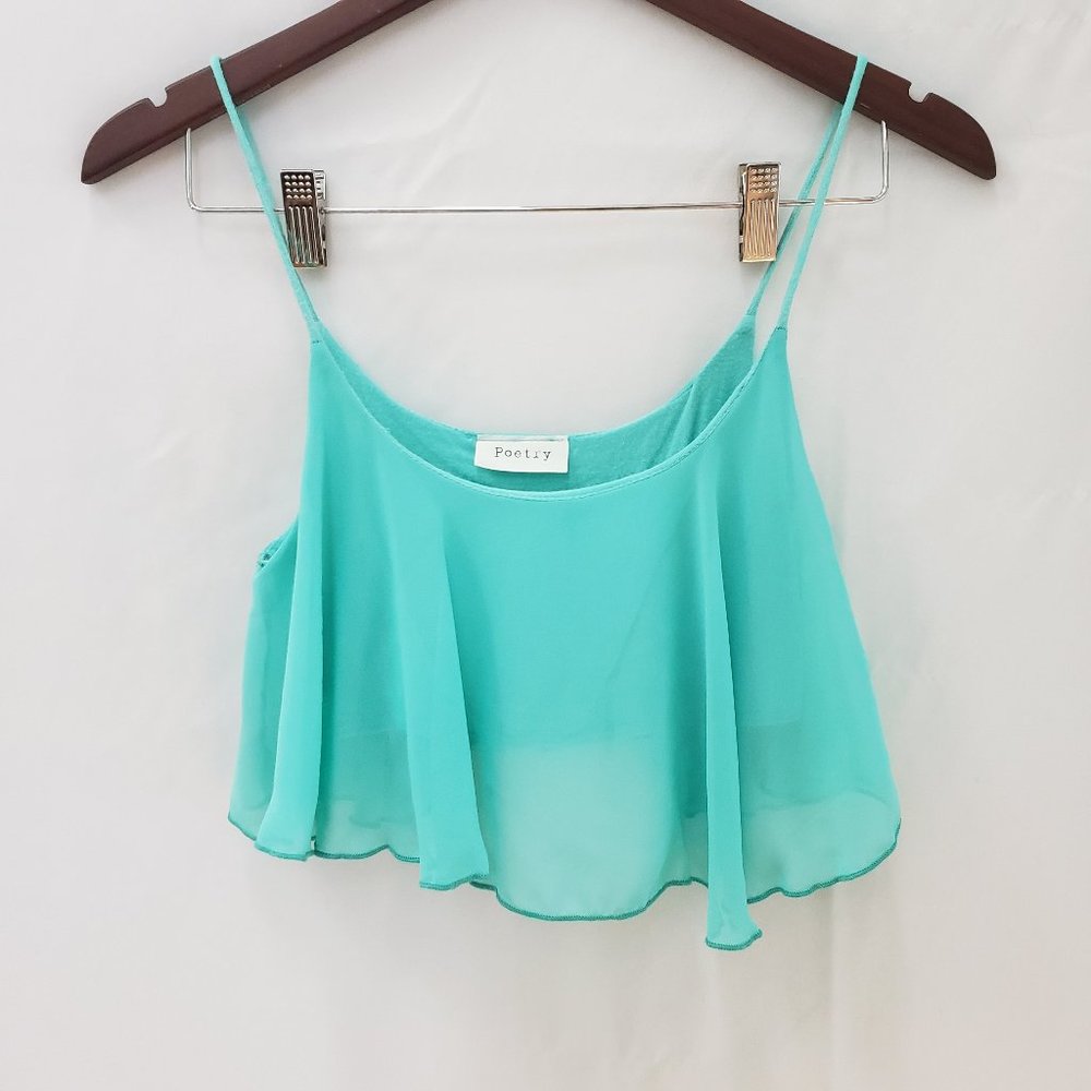 Poetry - Flowy Crop Top Spaghetti Straps Teal